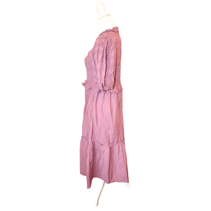 Sea New York Puff Sleeve Smocked Orchid Midi Dress, Size 4 NWT