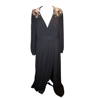 Ieena For Mac Duggal Black Blouson Sleeve Gown, Size 14 NWT