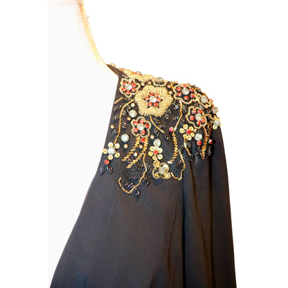 Ieena For Mac Duggal Black Blouson Sleeve Gown, Size 14 NWT