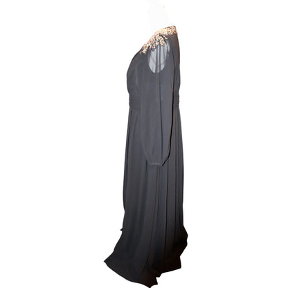 Ieena For Mac Duggal Black Blouson Sleeve Gown, Size 14 NWT