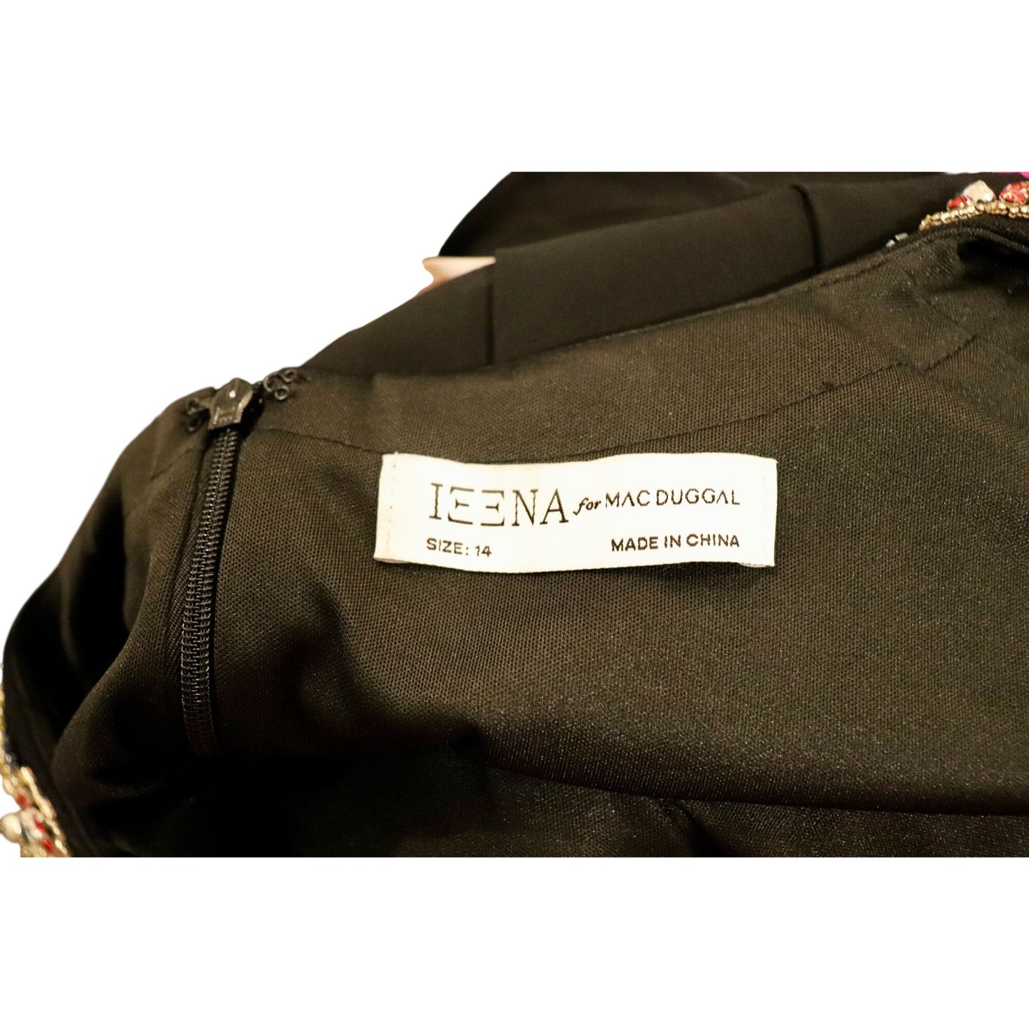 Ieena For Mac Duggal Black Blouson Sleeve Gown, Size 14 NWT