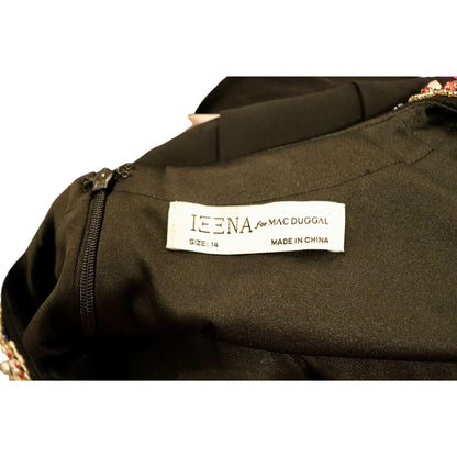 Ieena For Mac Duggal Black Blouson Sleeve Gown, Size 14 NWT