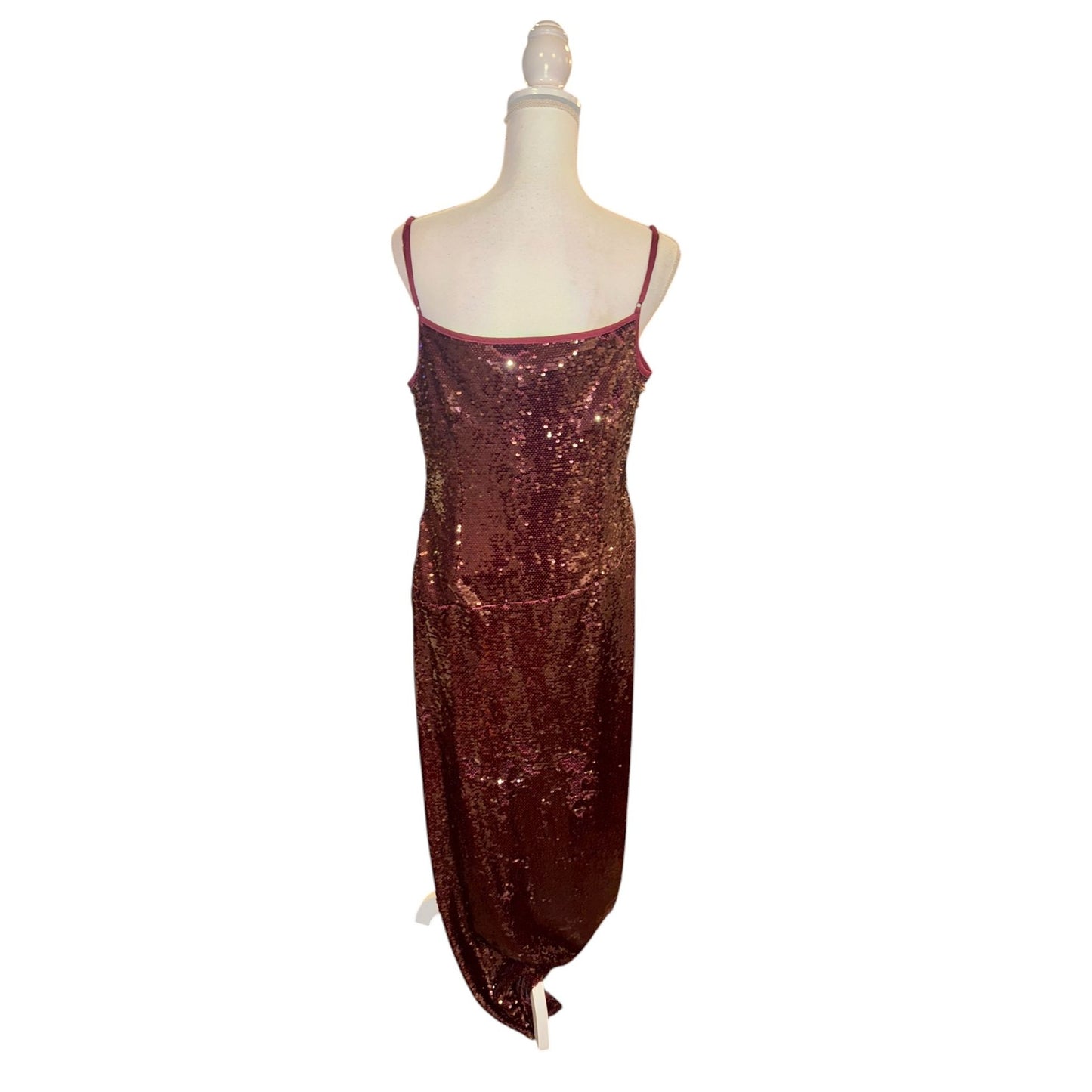 Julia Jordan Burgundy Sequin Sleeveless Gown, Size 12
