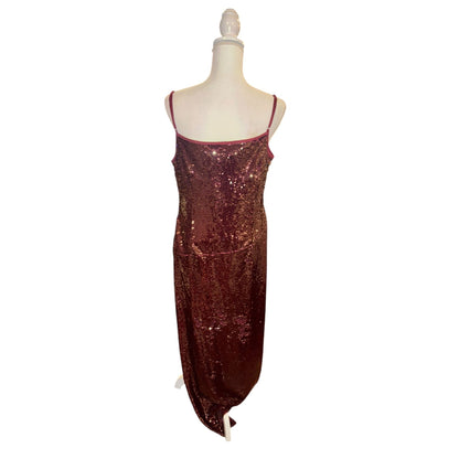 Julia Jordan Burgundy Sequin Sleeveless Gown, Size 12