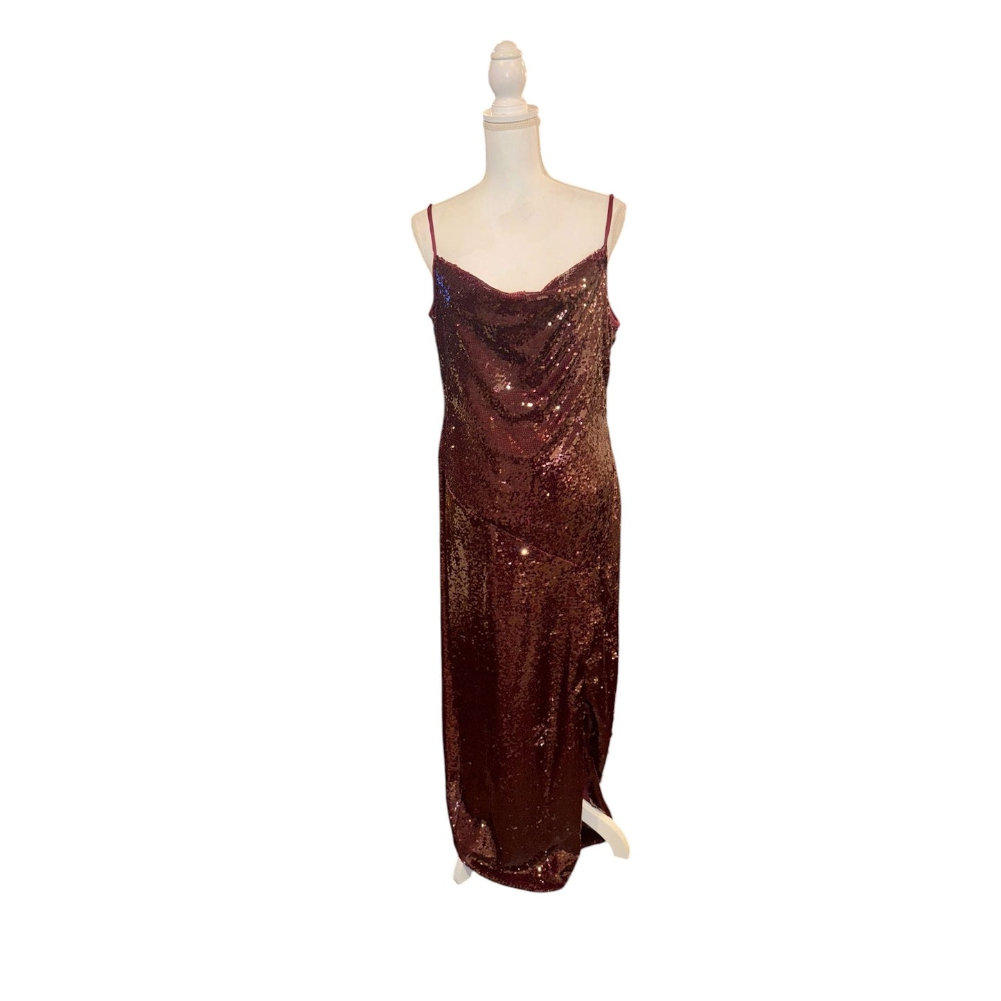 Julia Jordan Burgundy Sequin Sleeveless Gown, Size 12