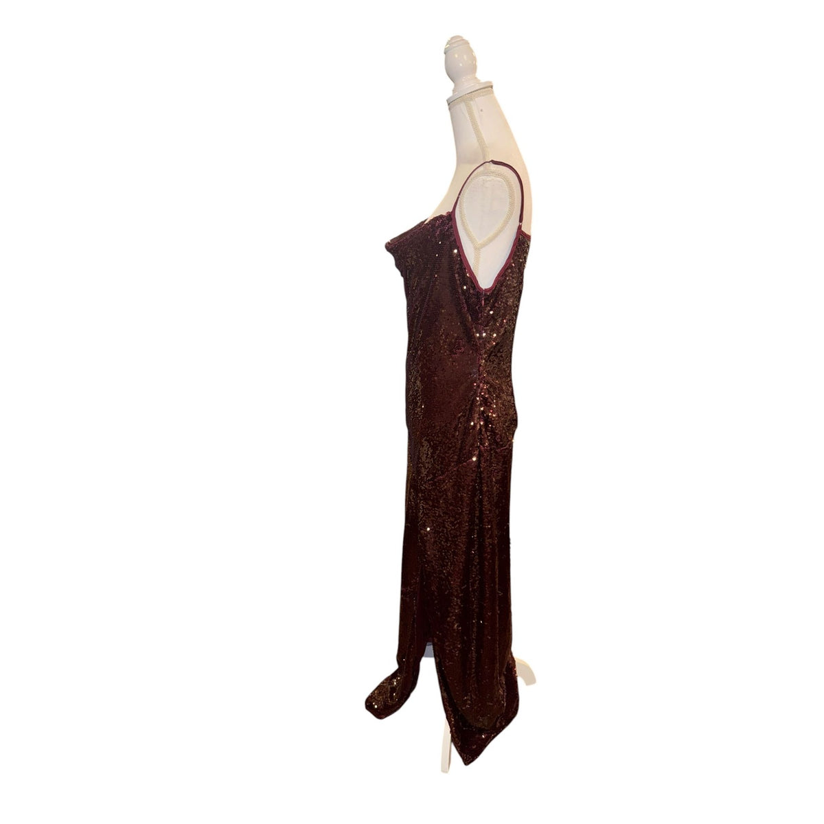 Julia Jordan Burgundy Sequin Sleeveless Gown, Size 12
