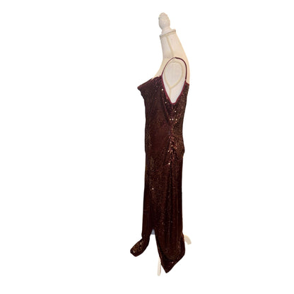 Julia Jordan Burgundy Sequin Sleeveless Gown, Size 12