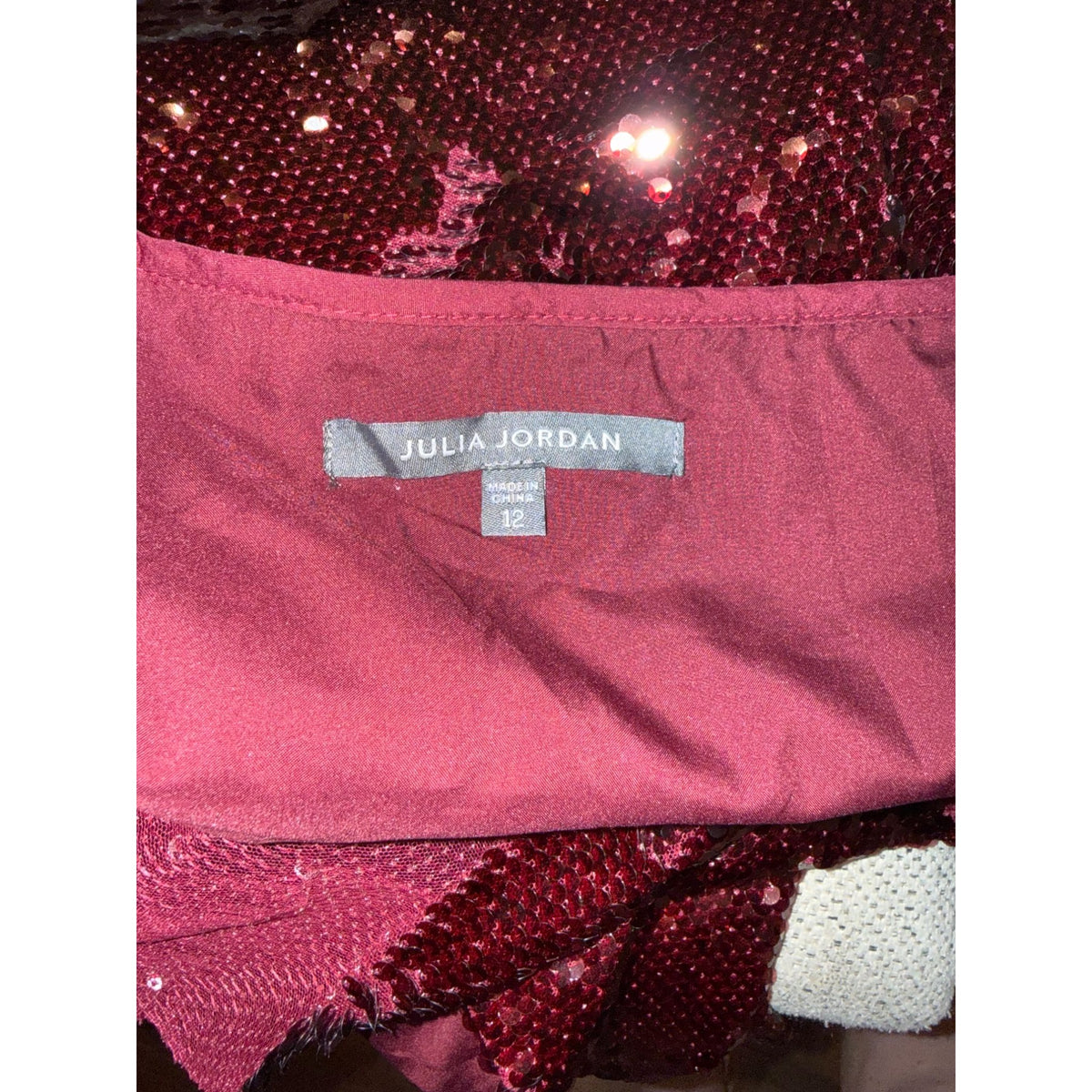 Julia Jordan Burgundy Sequin Sleeveless Gown, Size 12