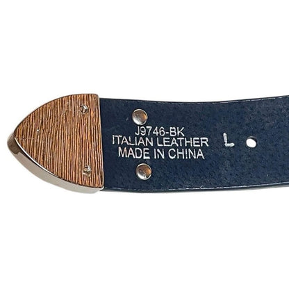 Christine Alexander Swarovski Leather Belt With Silver Buckle & Accents