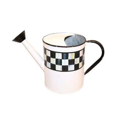 Mackenzie Childs Courtly Check Ceramic Watering Can Decorative Garden Accessory