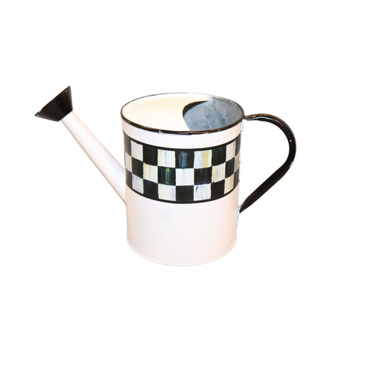 Mackenzie Childs Courtly Check Ceramic Watering Can Decorative Garden Accessory