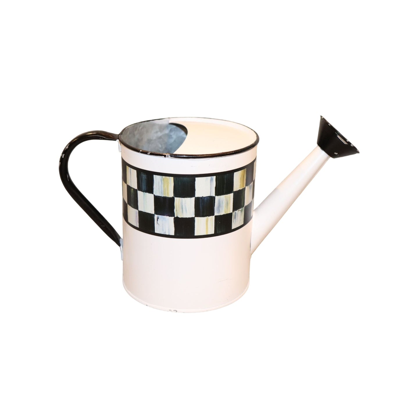 Mackenzie Childs Courtly Check Ceramic Watering Can Decorative Garden Accessory