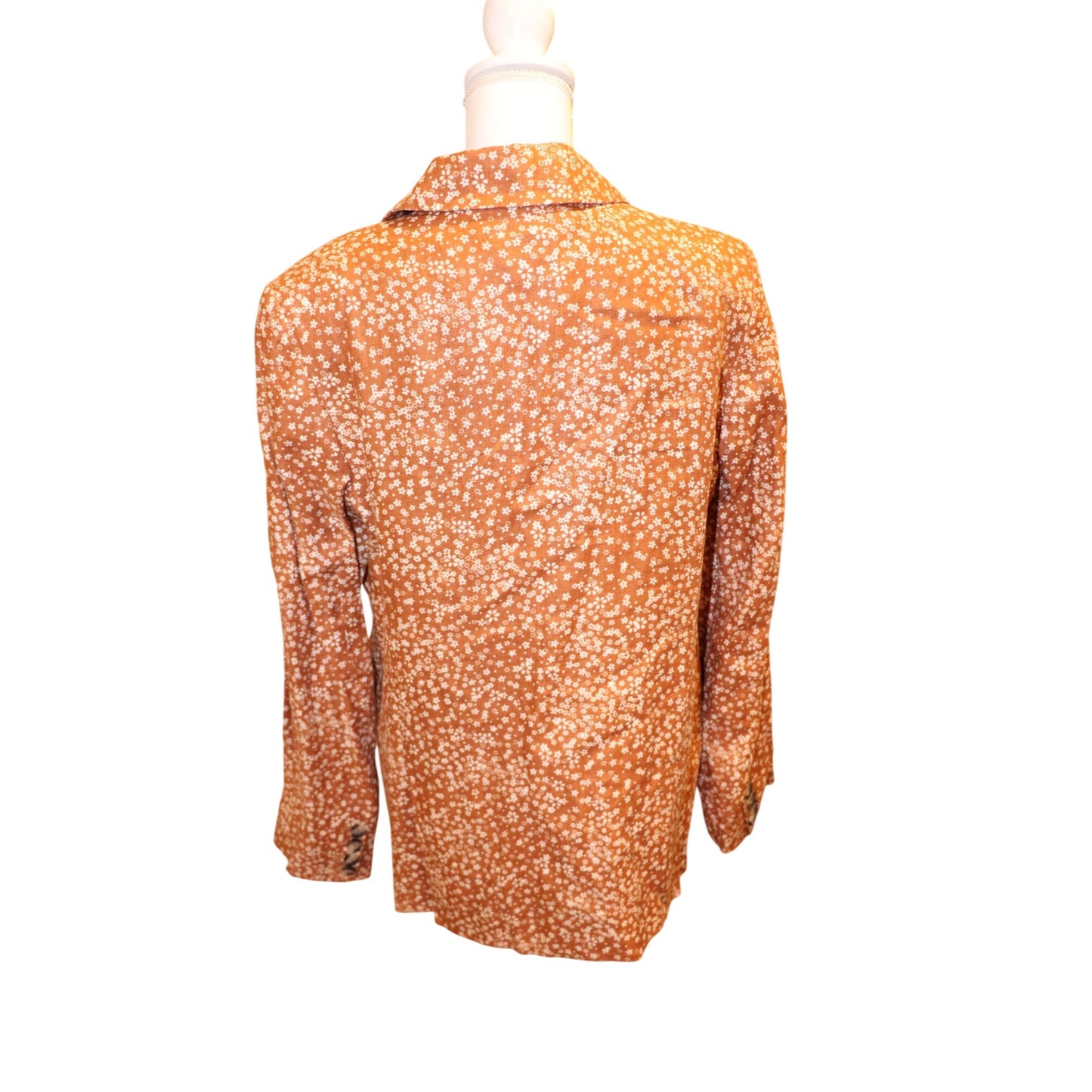 Free People Maggie Burnt Orange Floral Linen Blazer Pants Set Size 12 NWT