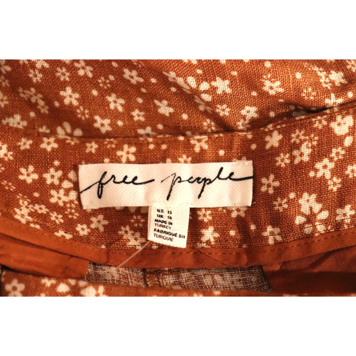 Free People Maggie Burnt Orange Floral Linen Blazer Pants Set Size 12 NWT