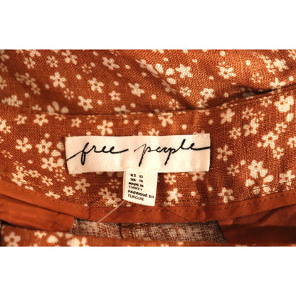 Free People Maggie Burnt Orange Floral Linen Blazer Pants Set Size 12 NWT