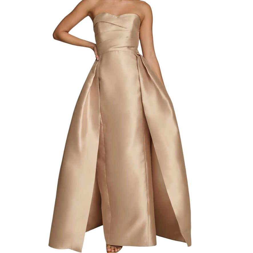 Donna Karan New York Strapless Gown Champagne Gold Size 14 NWOT