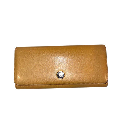 Loewe Vintage Leather Continental Wallet Gold With Snap Closure & Zipper Pocket