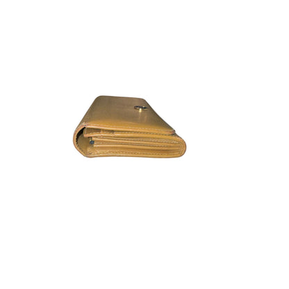 Loewe Vintage Leather Continental Wallet Gold With Snap Closure & Zipper Pocket