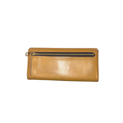 Loewe Vintage Leather Continental Wallet Gold With Snap Closure & Zipper Pocket