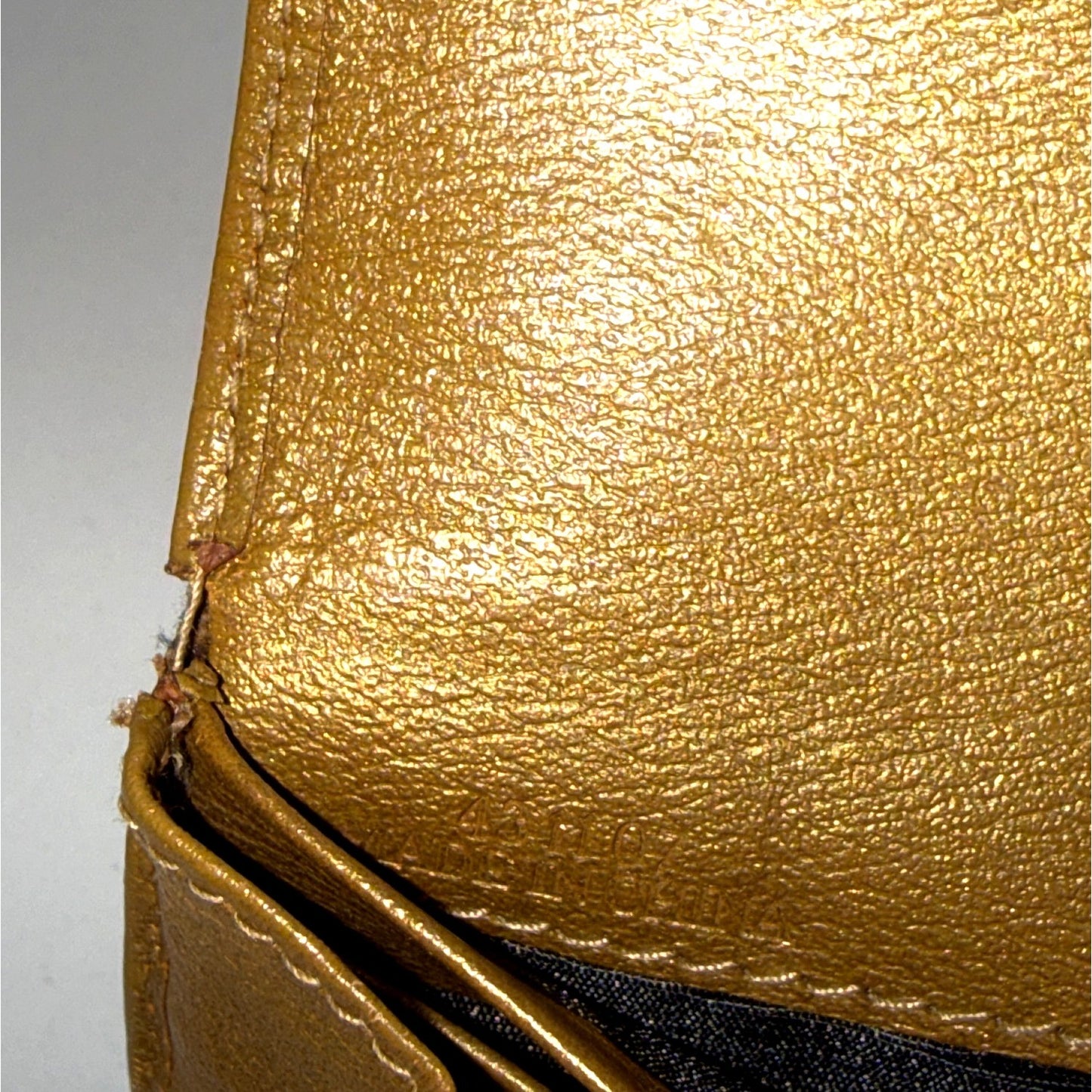 Loewe Vintage Leather Continental Wallet Gold With Snap Closure & Zipper Pocket
