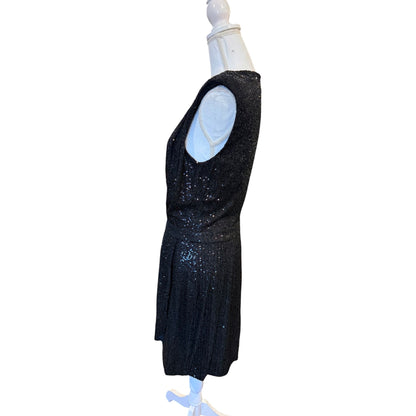 Ramy Brook Rosalee Black Sequin Sleeveless V-Neck Dress Size 12 NWT