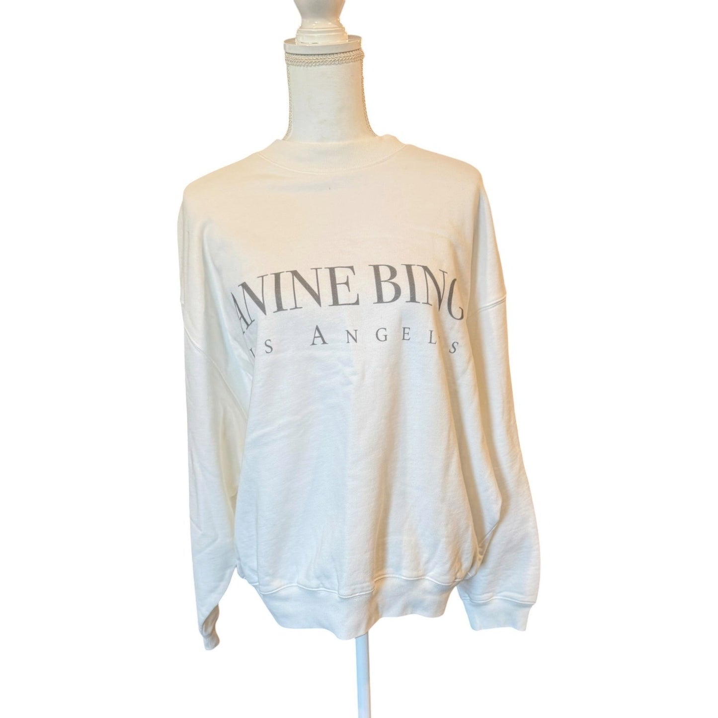 Anine Bing Jaci Los Angeles Sweatshirt Ivory, Small NWT Oversized SAMPLE