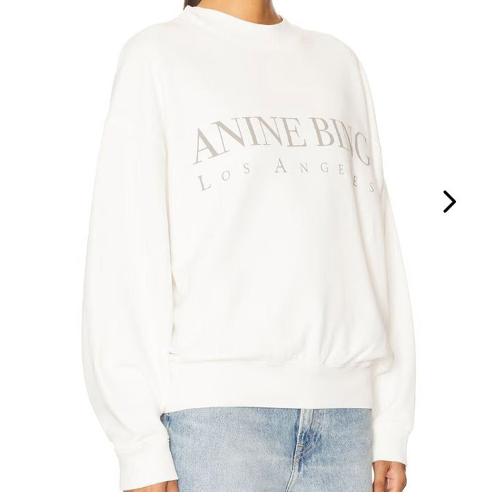 Anine Bing Jaci Los Angeles Sweatshirt Ivory, Small NWT Oversized SAMPLE
