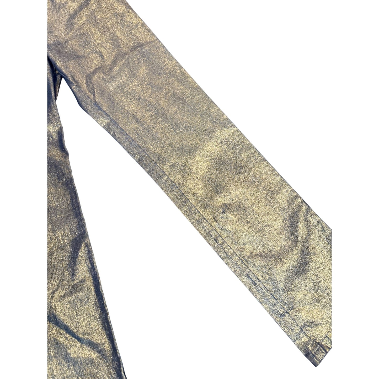 MCM Womens Metallic Gold Denim Straight Leg Jeans Size 44/US 6