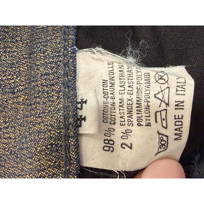 MCM Womens Metallic Gold Denim Straight Leg Jeans Size 44/US 6