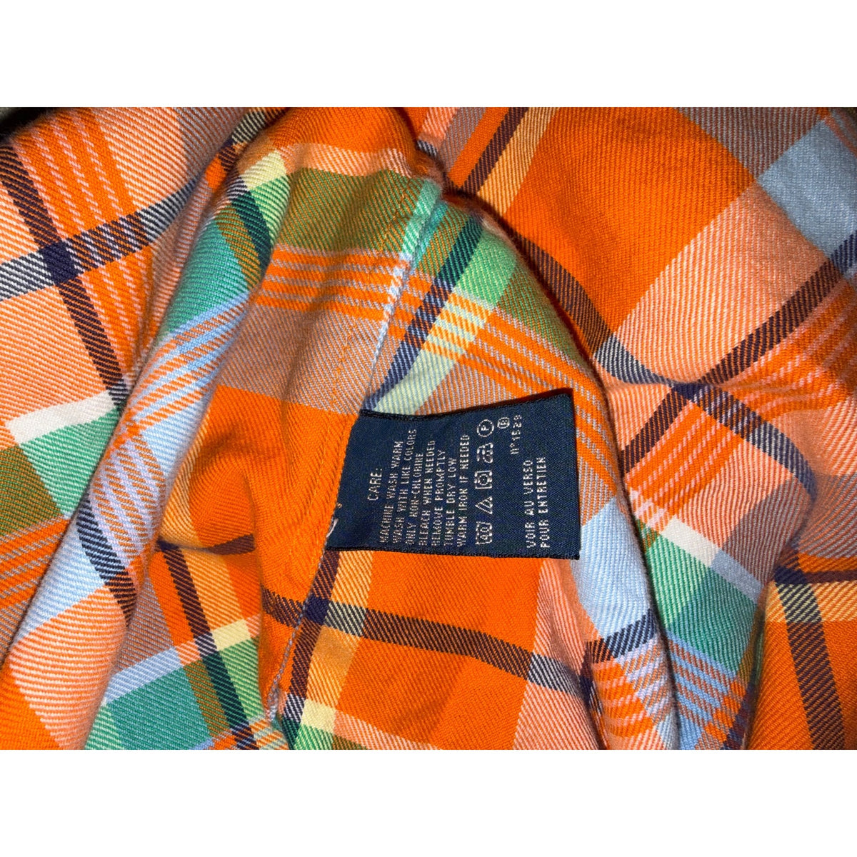 Ralph Lauren Orange Multicolor Plaid Button-Down Womens Shirt Size 2 Long Sleeve Cotton