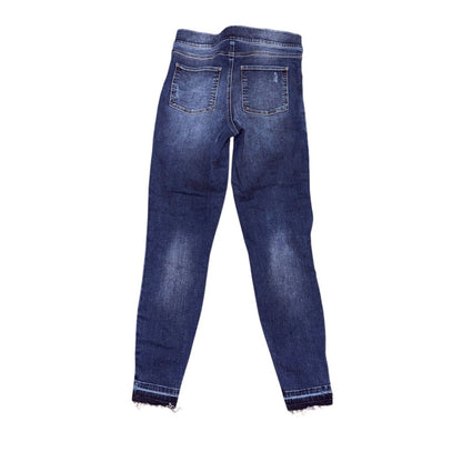 Spanx Womens Medium Wash Distressed Skinny Jeans With Frayed Hem Size M