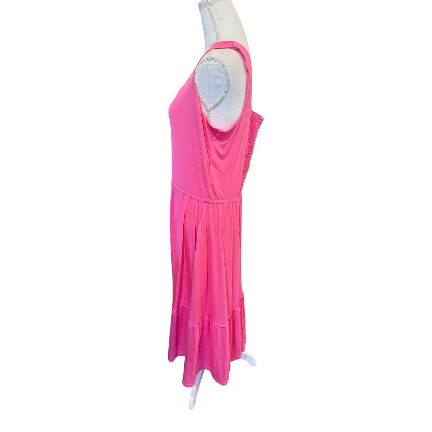 Jason Wu Pink Sleeveless Tiered Midi Dress Size L