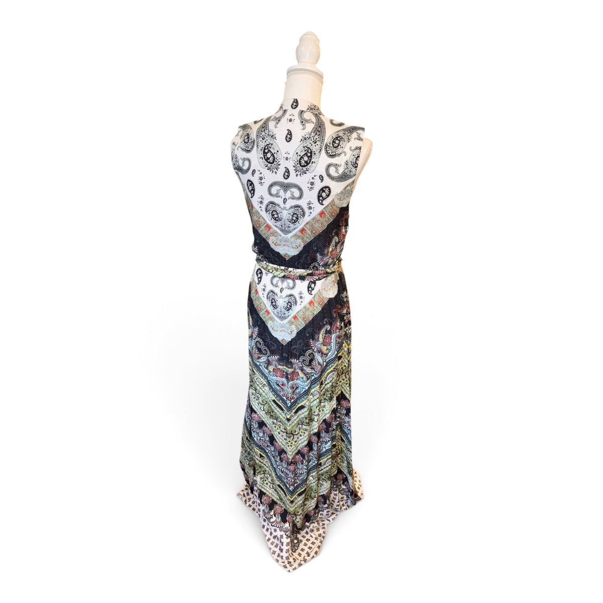 Alice + Olivia Womens Sleeveless Paisley Maxi Dress With Belted Waist & High-Low Hemline