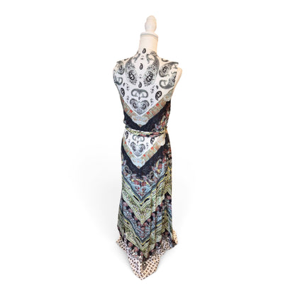 Alice + Olivia Womens Sleeveless Paisley Maxi Dress With Belted Waist & High-Low Hemline