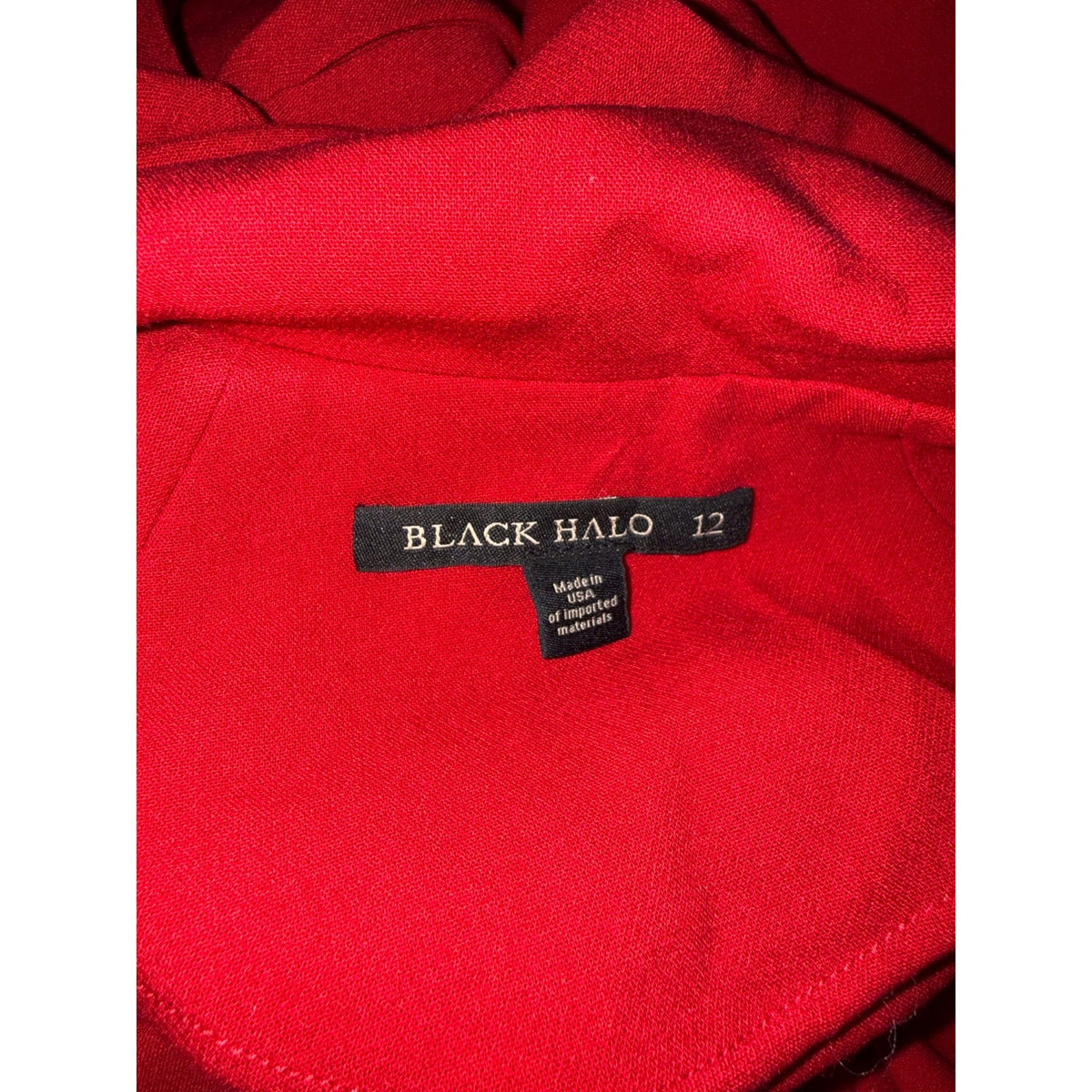 Black Halo Red Belted Dress, Size 12