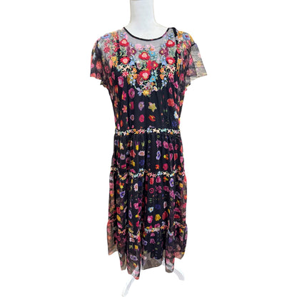 Johnny Was Biya RHEIA TIERED MESH DRESS Large