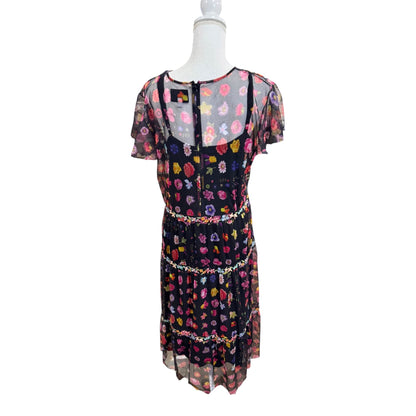 Johnny Was Biya RHEIA TIERED MESH DRESS Large