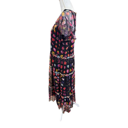 Johnny Was Biya RHEIA TIERED MESH DRESS Large
