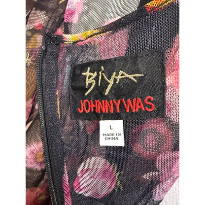Johnny Was Biya RHEIA TIERED MESH DRESS Large