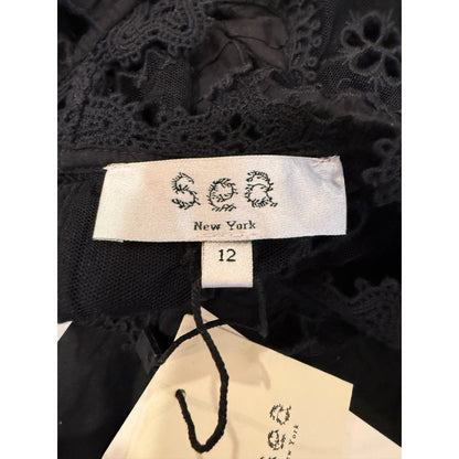 Sea New York Drea Embroidery Flutter Sleeve Dress, size 12 NWT