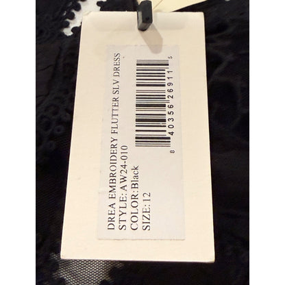 Sea New York Drea Embroidery Flutter Sleeve Dress, size 12 NWT