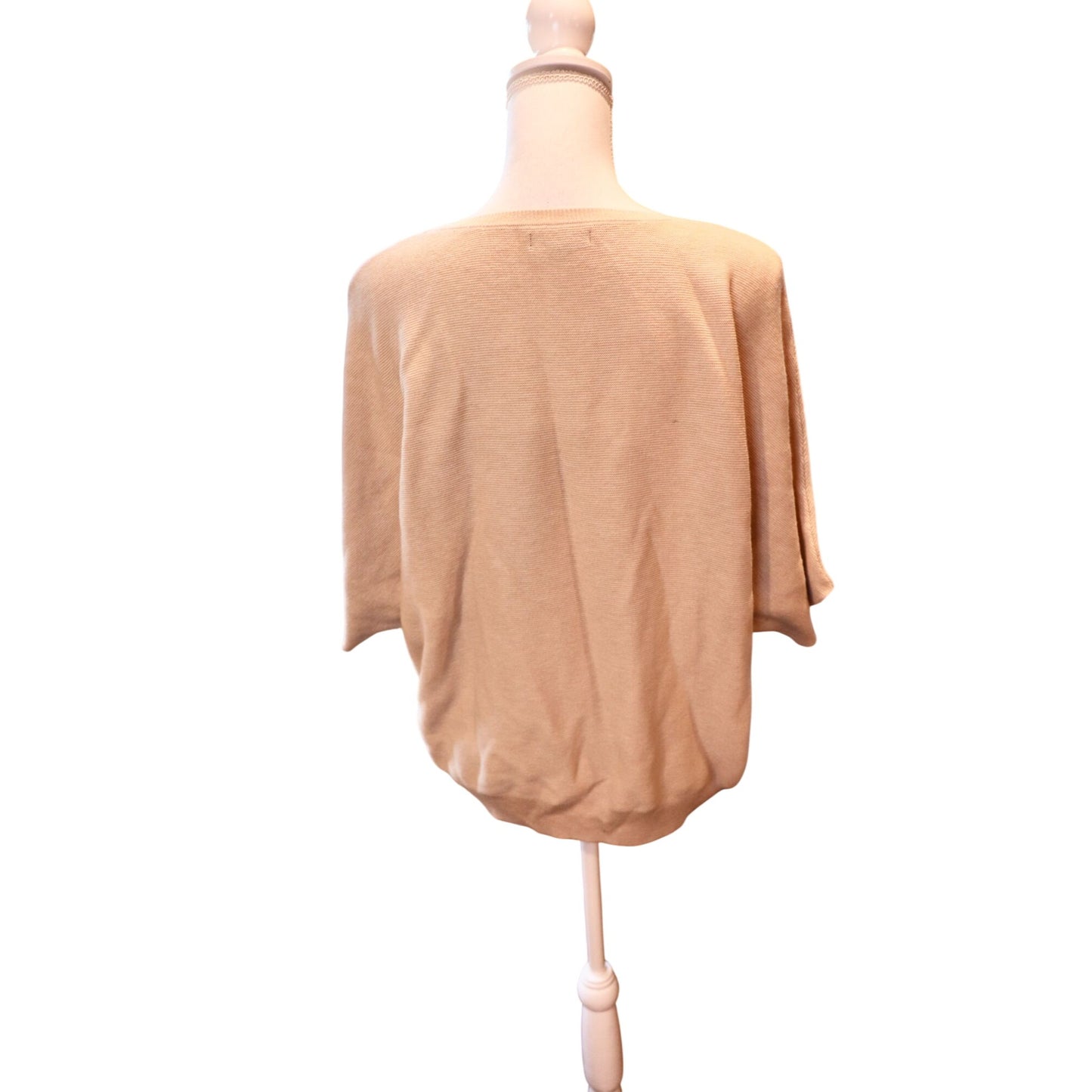 Quince Lightweight Cotton Cashmere Link-Stitch Dolman Sweater L NWOT