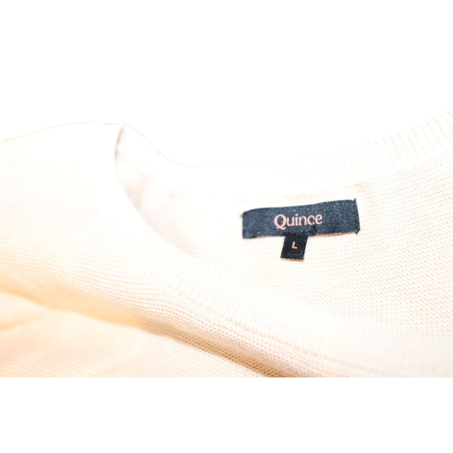 Quince Lightweight Cotton Cashmere Link-Stitch Dolman Sweater L NWOT