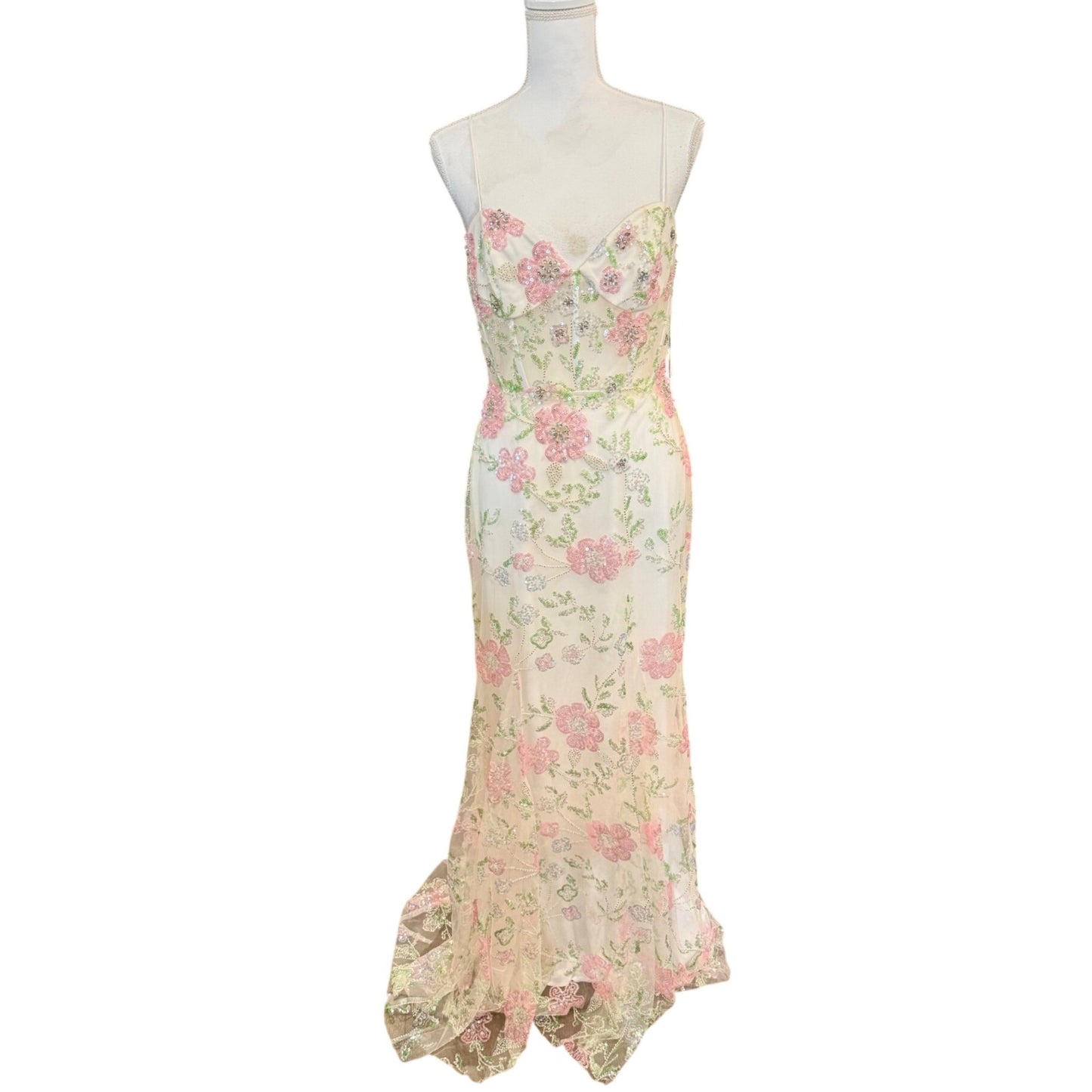 Mac Duggal Floral Sequin Embellished Gown Size 8 NWT
