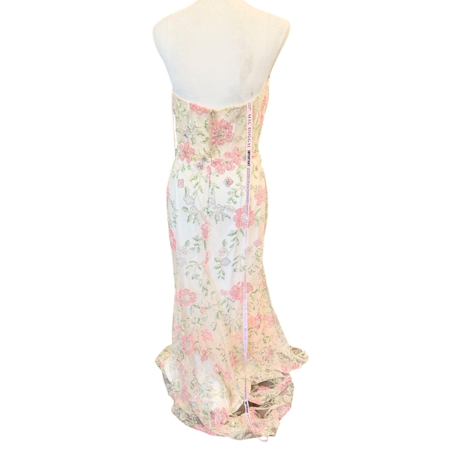 Mac Duggal Floral Sequin Embellished Gown Size 8 NWT