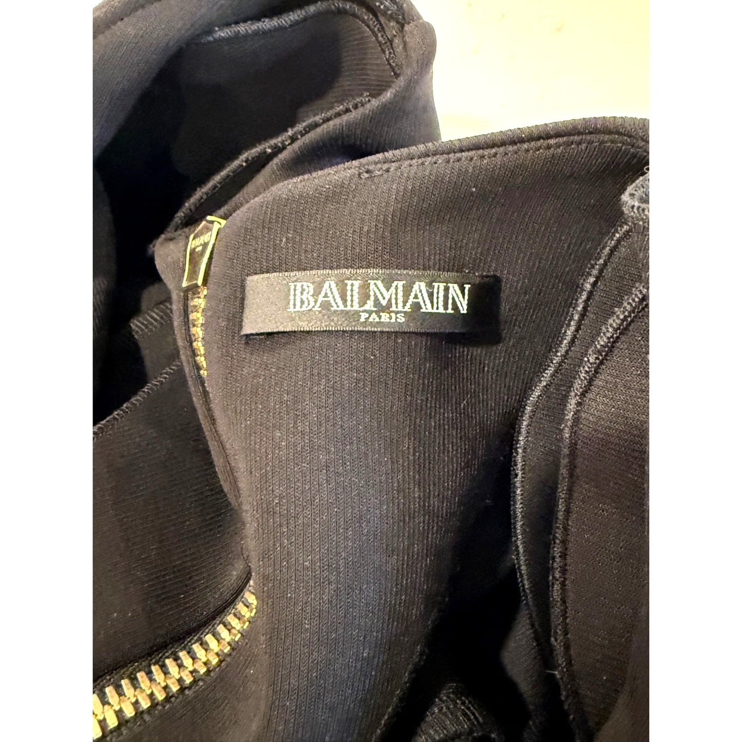 Balmain Black Long-Sleeve Ruffled Dress, Size 34/US 2