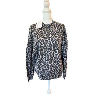 Anine Bing Miles Sweatshirt Grey Leopard Print, Medium NWT oversized