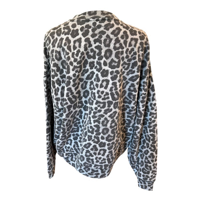 Anine Bing Miles Sweatshirt Grey Leopard Print, Medium NWT oversized