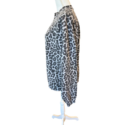 Anine Bing Miles Sweatshirt Grey Leopard Print, Medium NWT oversized
