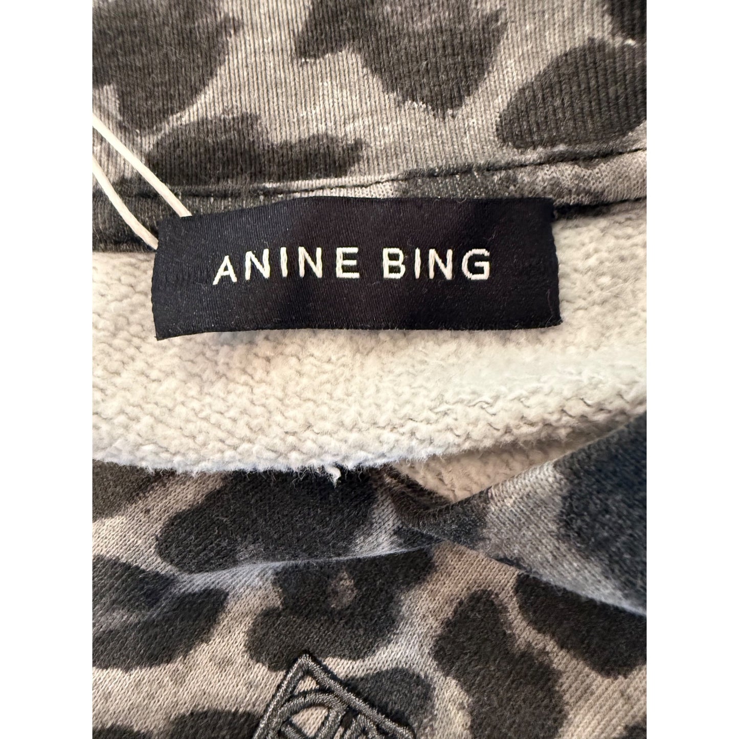 Anine Bing Miles Sweatshirt Grey Leopard Print, Medium NWT oversized